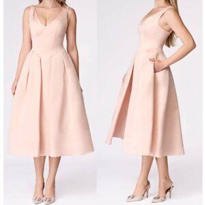 Women's Formal Midi Dress Elegant Liora Evening Party Blush Pink Size 6 $179 NWT